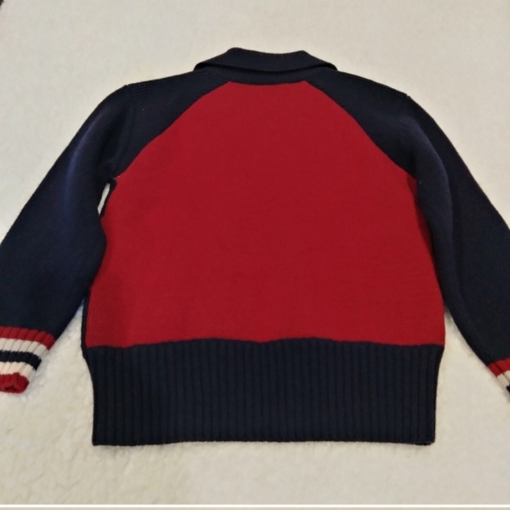 Gucci kids red blue argyle horse long sleeve polo wool sweater size 5 - Picture 11 of 12